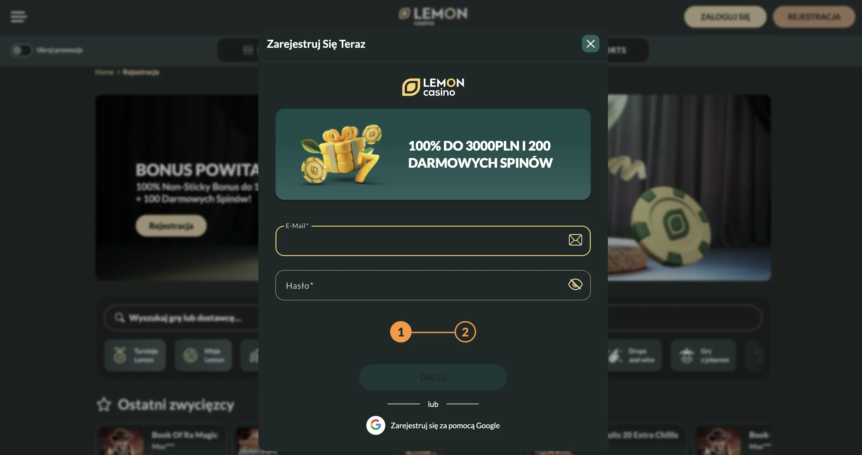 Lemon Casino PL: zakładanie konta krok po kroku